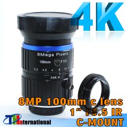 Parts 8Mega Pixel 100mm Lens C Mount Lens Manual Iris Manual Focus 1:3.5 Aperture 1" Image Format Industrial Security Camera Lens
