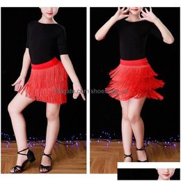 Girls Dresses Girl Women Summer Kids Tassel Dance Skirt Latin Ballroom Layered Fringe Dancewear Drop Delivery Baby Maternity Clothing Dhemh