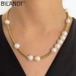 Pendant Necklaces Bilandi Retro Jewellery Vintage Temperament One Layer Glass Simulated Pearl Pendant Necklace For Women Female Party Gift Hot SaleKIRF