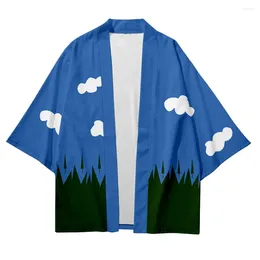 Ethnic Clothing Loose Cloud Print Kimono For Men And Women Japanese Streetwear Harajuku Haori Style Cosplay Yukata