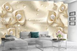 Custom 3d Wallpaper Luxury Flower Jewelry Calla Lily Butterfly Living Room Bedroom TV Background Wall Decoration Sticker Canvas Cu8248233