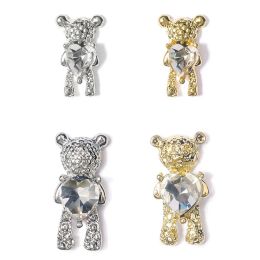 Bottles 100pcs/lot 3d Alloy Bear Design Nail Art Charms Bulk Rhinestones 14*7/11*7mm Gold/sier Nail Accessories Jewellery Decorations