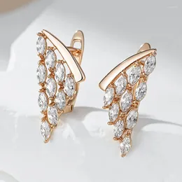 Dangle Earrings Gulkins Luxury Crystal Geometric Drop For Women 585 Rose Gold Colour Zircon Setting Elegant Wedding Party Fine Jewellery