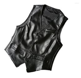 Men039s Vests Idopy Men Vest Black Business Classic Waistcoat Male Faux Leather Fashion Solid Biker Sleeveless Jacket1545780