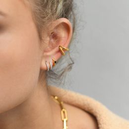 Instagram Style Micro Inlaid Zircon Earrings for Women Simple Double Row Diamond Half Circle Earrings Wholesale of Jewelry