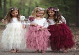 2020 Lovely Princess Flower Girl Dresses Jewel Lace Applique Flowers Girls Pageant Dresses For Toddlers Children A Line Kids Birth8827181