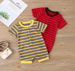 Baby Boy Clothes Striped Infant Boys Romper Short Sleeve Toddler Jumpsuits Summer Thin Children Playsuit Boutique Baby Clothing 2 1446366