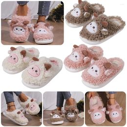 Walking Shoes Plush Sheep Slippers Fuzzy Indoor Cartoon Slip-on House Anti Slip Comfortable For Autumn Winter