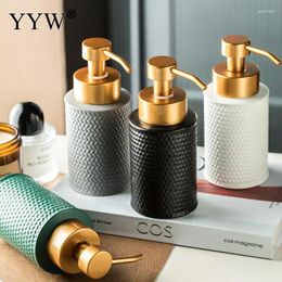 Liquid Soap Dispenser 300ML Matte Woven Pattern Shampoo Lotion Shower Gel Ceramic Empty Pump Bottle Bathroom Portable Dispensers