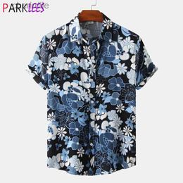 Men's Casual Shirts Mens summer tropical floral shirt short sleeved button down Aloha Hawaiian shirt casual vacation beach shirt chemical 3XL yq240408
