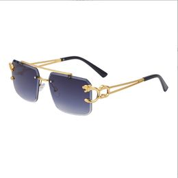 Vintage Square Rimless Sunglasses Men Women Luxury Frameless Sun Glasses Male Leopard Shades Anti Blue Light Eyewear