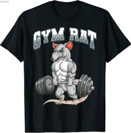 Men's T-Shirts Funny Gym Rat Fitness Bodybuilding Crewneck T Shirt Men Casual Short Sleeve Tees Tops DropshippingL2403