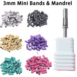 Bits 50pcs per box with Mandrel Mini Zebra Sanding Bands Stainless Steel Nail Drill Bits Mandrel Electric Manicure Accessories Tool