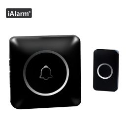 Doorbell iAlarm Security Alarm Wireless Door Bell Welcome Chime Waterproof 300M Longrange Remote LED Flash Doorbell 60 Songs