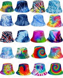 25 style Colour tiedye bucket hat caps unisex gradient sunhat with flat top fashion outdoor hiphop cap adults kids beach sun hats1598565