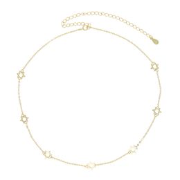 Gold Colour 100% 925 Sterling Silver Delicate Small Star Charm Link Chain Choker Necklace for Women 2024 Christmas Gift Jewellery