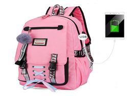 Schultaschen mit großer Kapazität für Teenager -Mädchen USB Charing School Rucksack mit Lock Anti Theft Rucksack Frauen Buchstasche Reisen Tasche Y6226478