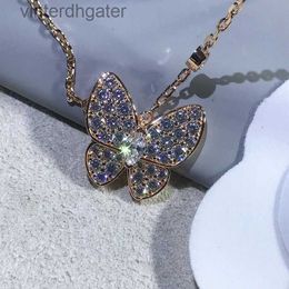 High version Original 1to1 Brand Necklace Vgold material CNC full diamond butterfly necklace with highend feel popular on the Designer High Quality Choker Necklace