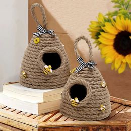 Hanging Bee Tiered Tray Decor Cute Handmade Honeycomb Decor Bee Themed Party Ornament For Farmhouse 240325