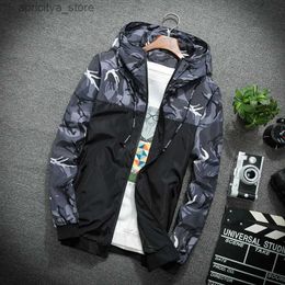 Outdoor Jackets Hoodies 2024 New Camouflage Coat Spring Mens Casual Versatile Hooded Zippered Sports Coat Outdoor Hiking And Fishing Charge Clothes L48