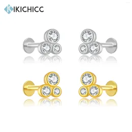 Stud Earrings KIKICHICC Gold 925 Sterling Silver Three Zircon Tiny Earring Piercing Pendiente Luxury Fine Jewellery Rock Punk Jewels