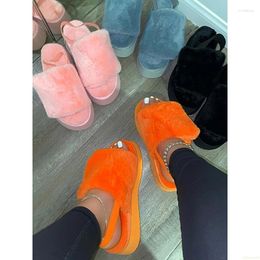 Sandals 2024 Warm Women's Furry Shoes Winter Fur For Women Platform Slippers Ladies Comfort House Slides Home