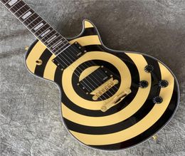 Custom Shop Zakk Black ed bullseye Yellow Electric Guitar Maple Neck Fingerboard White Pearl Block Inlay Copy E9291754