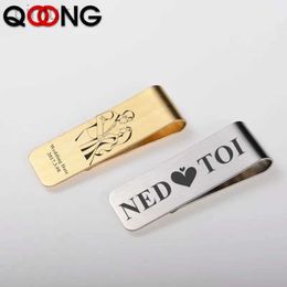 Money Clips Custom Lettering Couple Money Clip Slim Pocket Cash ID Credit Card Money Holder Stainless Steel Brass Bill Clip Clamp 240408