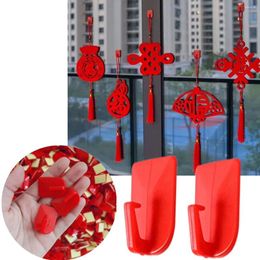 Hooks Strong Self Adhesive Punch-Free Red Christmas Decoration Wall Hanging Hook For Home Kitchen Bathroom Sticky Storage