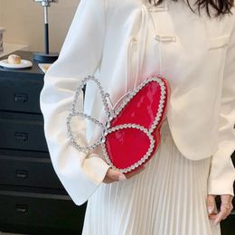 Butterfly Evening Bags for Women Matte and Sequin Handbag Female Red Rhinestone Purses Lady Clutch Purse Wedding Party 240408