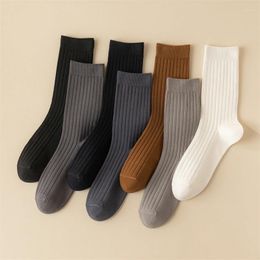Men's Socks Autumn Winter Casual Simple Solid Color Retro Crew Man Breathable Absorb Sweat Cotton High Quality Plain