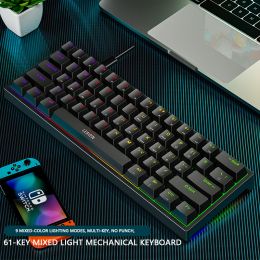 Keyboards K620 Mini Gaming Mechanical Keyboard 61 Keys Rgb Hotswap Typec Wired Gaming Keyboard Pbt Keycaps 60% Ergonomics Keyboards