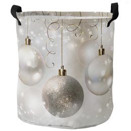 Laundry Bags Christmas Lights And Snowflakes Dirty Basket Foldable Home Organizer Clothing Kids Toy Storage
