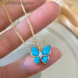 High Version Original 1to1 Brand Necklace v Gold Plated Turquoise Butterfly Necklace with High Quality Simple and Designer High Quality Choker Necklace