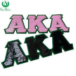 accessories Custom Embroidered Stylish AKA Sorority Sequin Letters, Pink and Green, DST Delta 1913, Iron Patch for Jacket