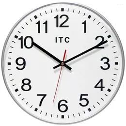 Wall Clocks 12" Round Indoor Clock White Black Metal Hands Silent Analog Business Office Silver 1 Battery Not Included