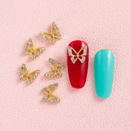 Nail Art Decorations Tiktok Online Hollow Butterfly Super Flash Rhinestone Gold And Silver Alloy Small Fresh