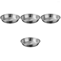 Dinnerware Sets 4 Pcs Stainless Steel Soup Bowl Simple Basin Dessert Tray Storage Container Rice Home Mixing Pie Practical