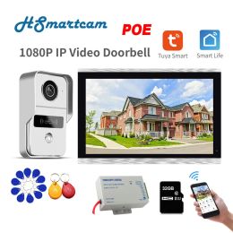 Intercom 10 Inch Tuya 1080P Colour Touch Screen Wireless Wifi IP POE Video Doorbell Smart APP Home Intercom for RFID Access Control System