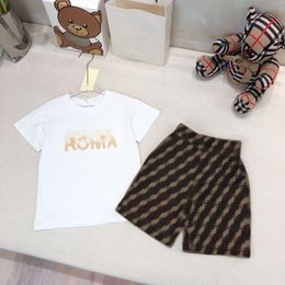 2024 Luxury designer Clothing Sets kids T shirt white camel monogrammed shorts fashion British Top brand summer childrens treasures cotton two piece