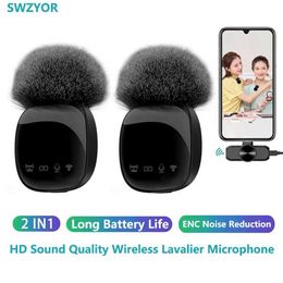 Microphones New R8 Wireless Lavalier Microphone Portable Audio Video Recording Mini Mic for iPhone Android Live Broadcast Gaming Phone Mic 240408