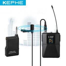 Microphones KEPHE Professional UHF Wireless Microphone System Lavalier Lapel Mic Receiver + Transmitter for Camcorder Recorder Microphone