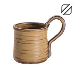 Mugs Interval 1 Piece Handcrafted Pottery Japanese Vintage Style Non-slip Coffee Mug Ceramic With Handle Gifts 200ml/7.04oz