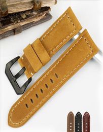 22 24 26mm Watchband Men Black Brown Smooth Genuine Leather Watch Band Strap Stainless Steel Silver Pin Buckle tools252I4142866