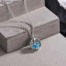 Pendant Necklaces 925 Sterling Silver Fish Tail Blue Crystal Necklaces For Women Luxury Quality Jewelry Wholesale Gift Female GaaBou240408XSAS