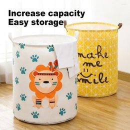 Laundry Bags Convenient Cute Animal Print Socks Underwear Hamper Round Basket Sturdy Handle Nursery Accessory