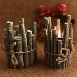 Candle Holders Vintage Christmas Style Base Eco-friendly Durable Candlestick Props Dinner Decor Multifunctional Solid Wood