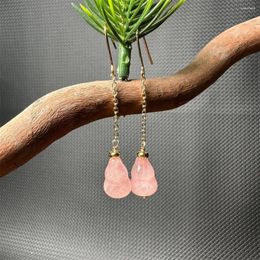 Dangle Earrings Vintage 14K Gold Pink Crystal Green Cucurbit Style Drop Earring Chinese Retro Hook For Women Girl's Gift Jewelry