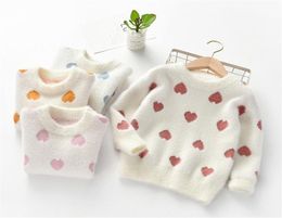 Girls love heart knitted sweater pullover kids round collar long sleeve princess tops children Valentine039s Day pullover Q43547958982