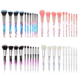 Wholesale 10Pack Makeup Brushes Kits Crystal Pattern Soft Fibre Beauty Cosmetic Brush Tools Foundation Powder Eyeshadow Brushes